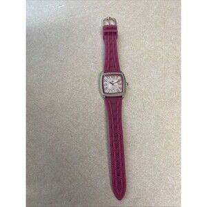 Judith Ripka Silicone and Stainless Steel Adjustable Watch Pink